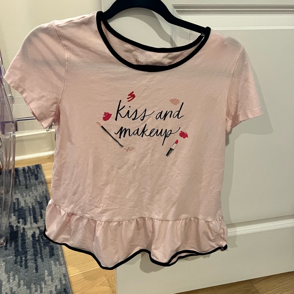 Kate Spade Pink Pajama Top with Black Trim